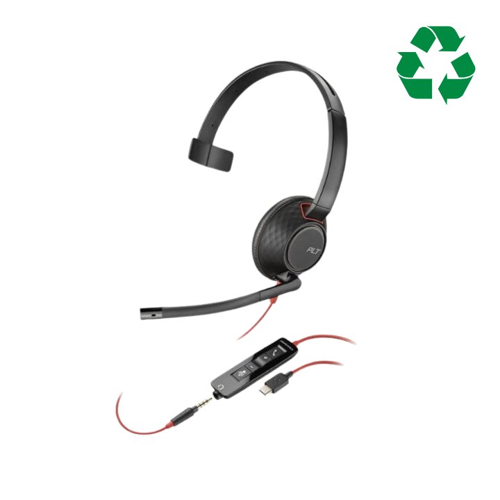 125 x Plantronics Blackwire 5210 USB - C Mono Headset - Refurbished - Headset Sales Ltd