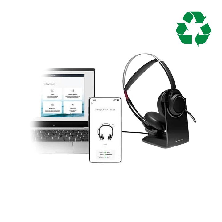 175 x Plantronics Voyager Focus B825 - M Headset & Base - Refurbished - Headset Sales Ltd