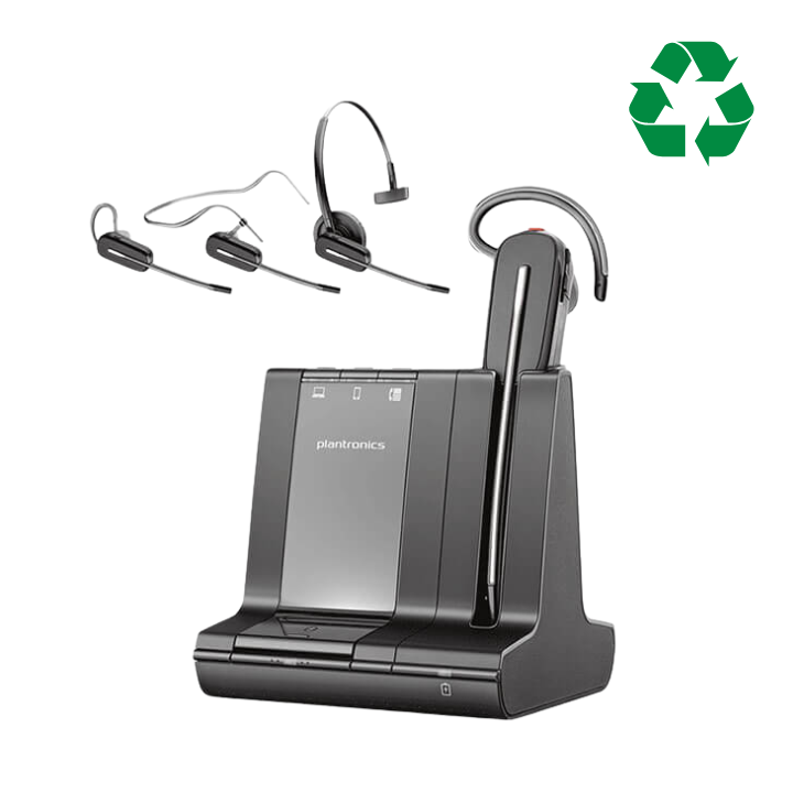 Plantronics Savi W740-M DECT Wireless Convertible Headset System Wi/ New Battery